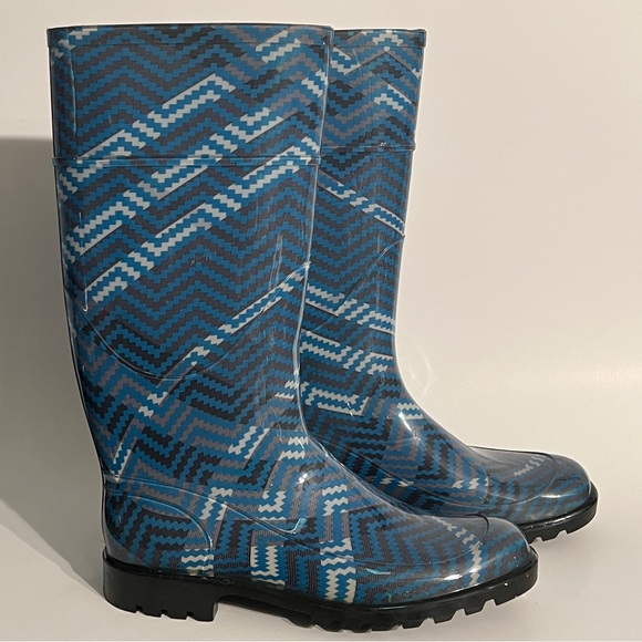 Burberry Check Print Blue Rain Boots Wellies, women’s size EU 39. US 9. Plaid - Picture 4 of 16